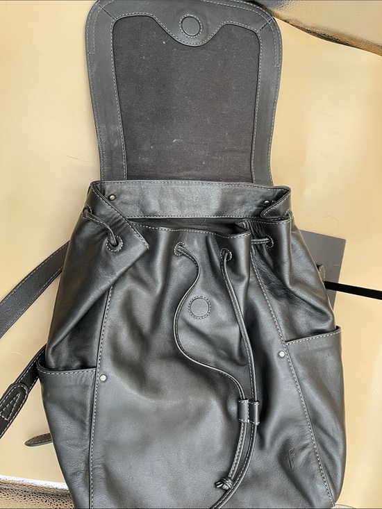Frye Classic Black Leather Drawstring Backpack main image 8